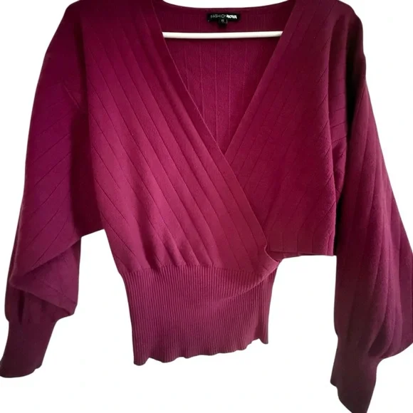 Fashion Nova elegant wine-colored women's sweater, size XS, made of viscose - Picture 7 of 11